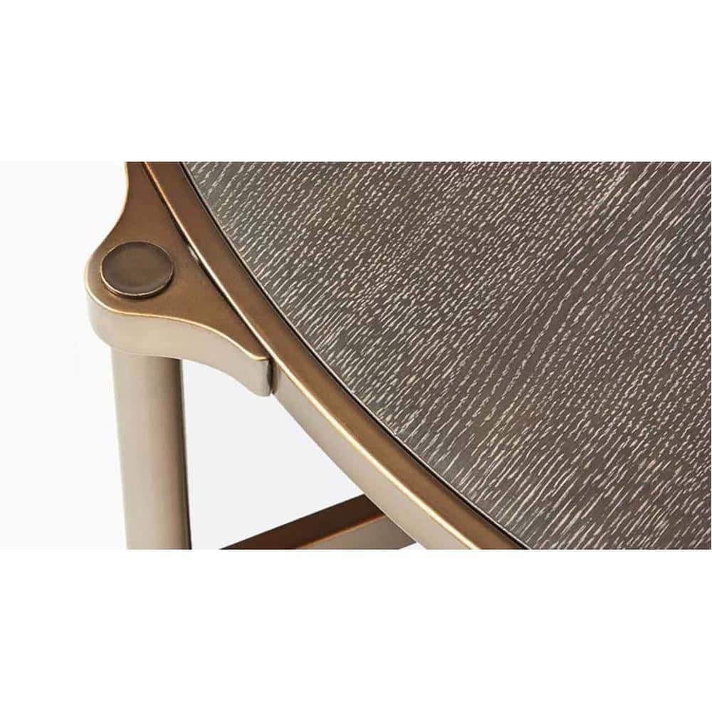 Albertoni Round Coffee Table With Ss Base In Bronze Colour