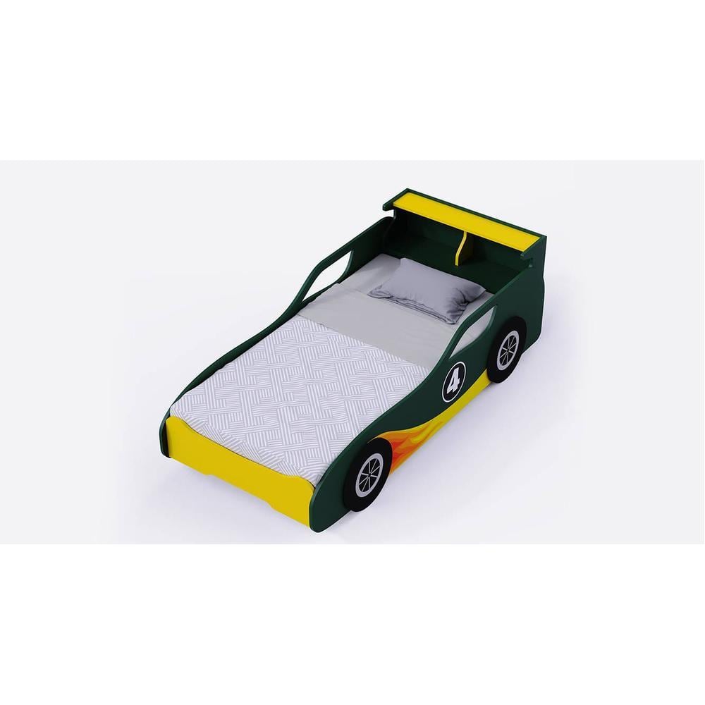 Fire Engineered Wood Open Storage Bed in Green Colour