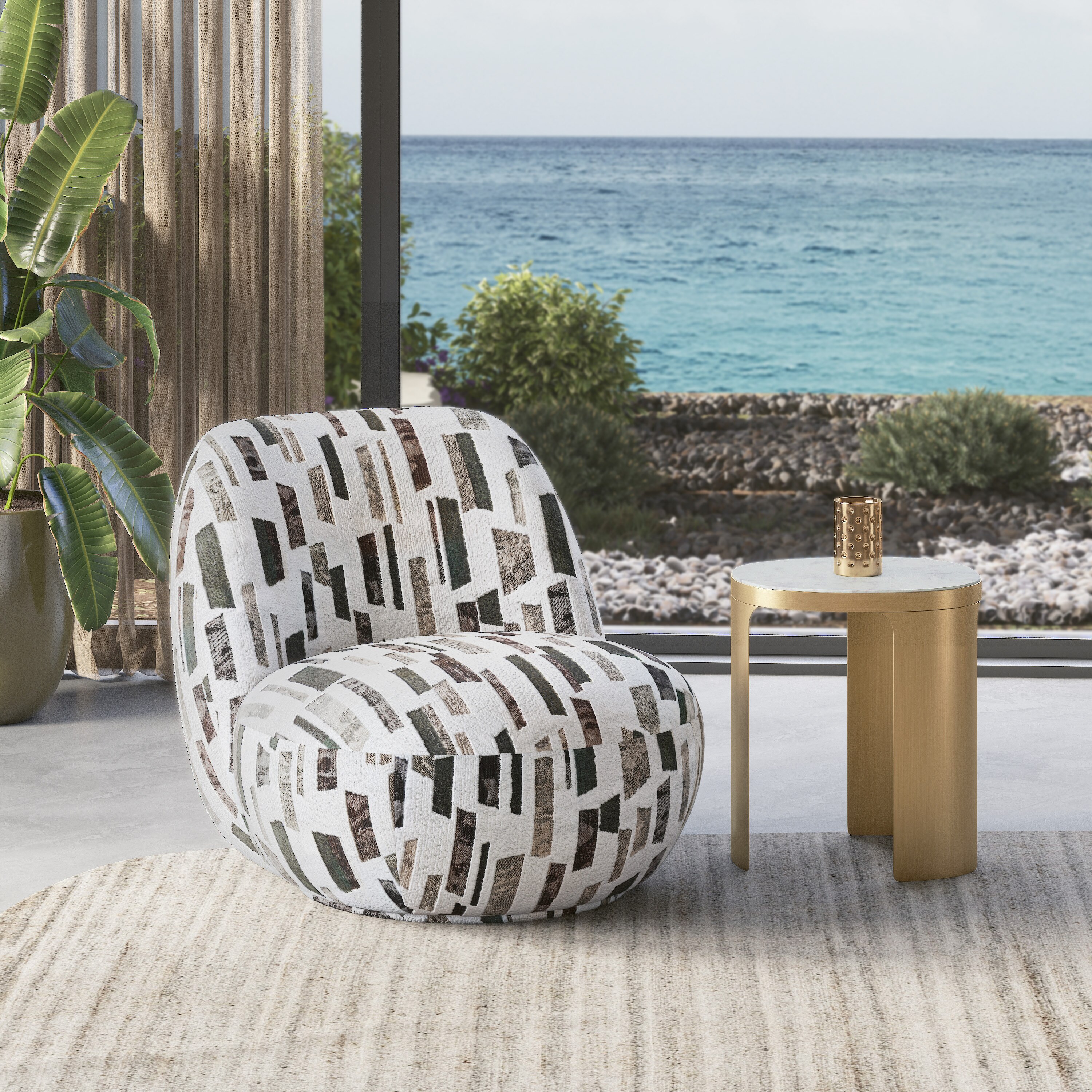 Celeste Lounge Chair In Pixel Green Fabric-image-49