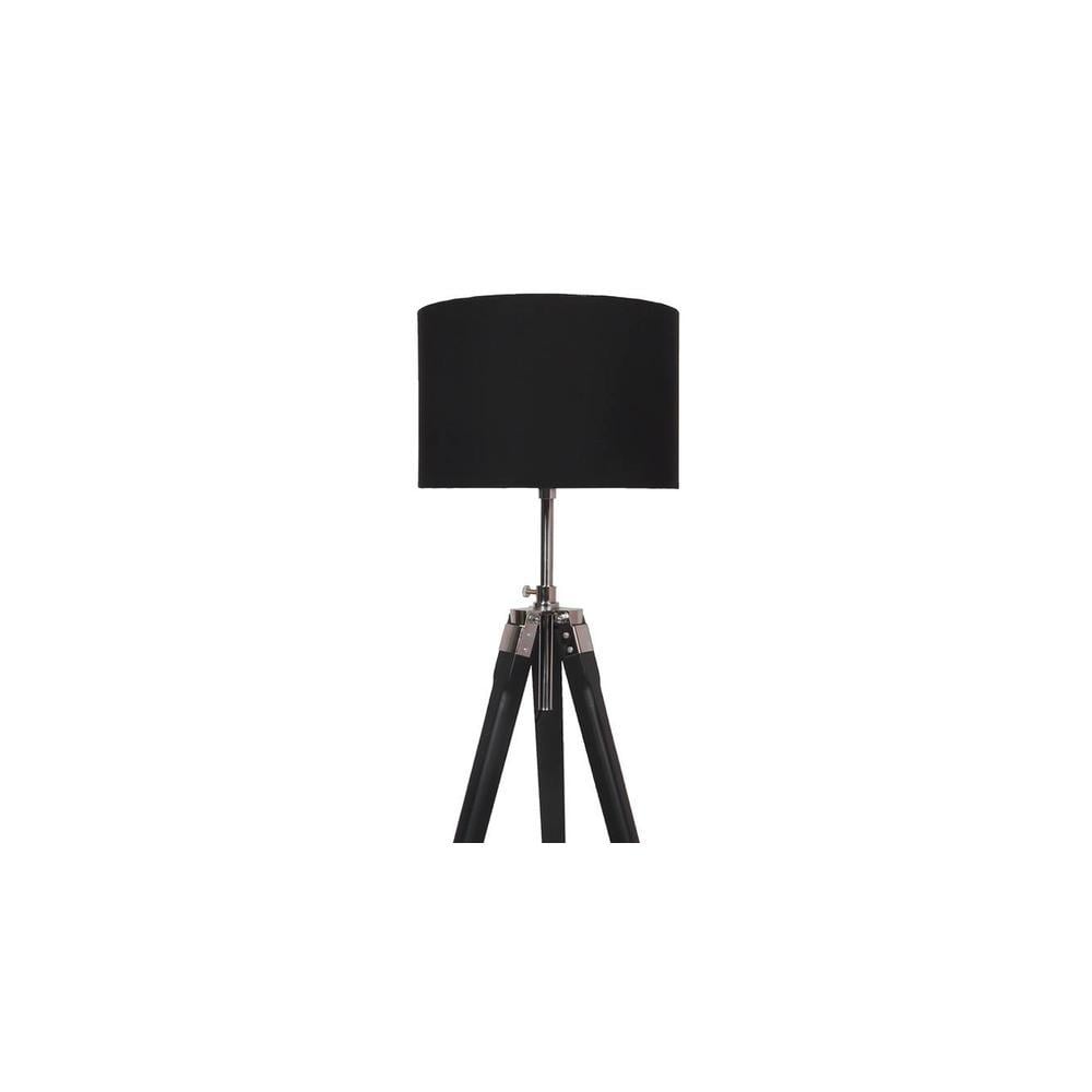 Emerald Black Cotton Floor Lamp with Solid Wood