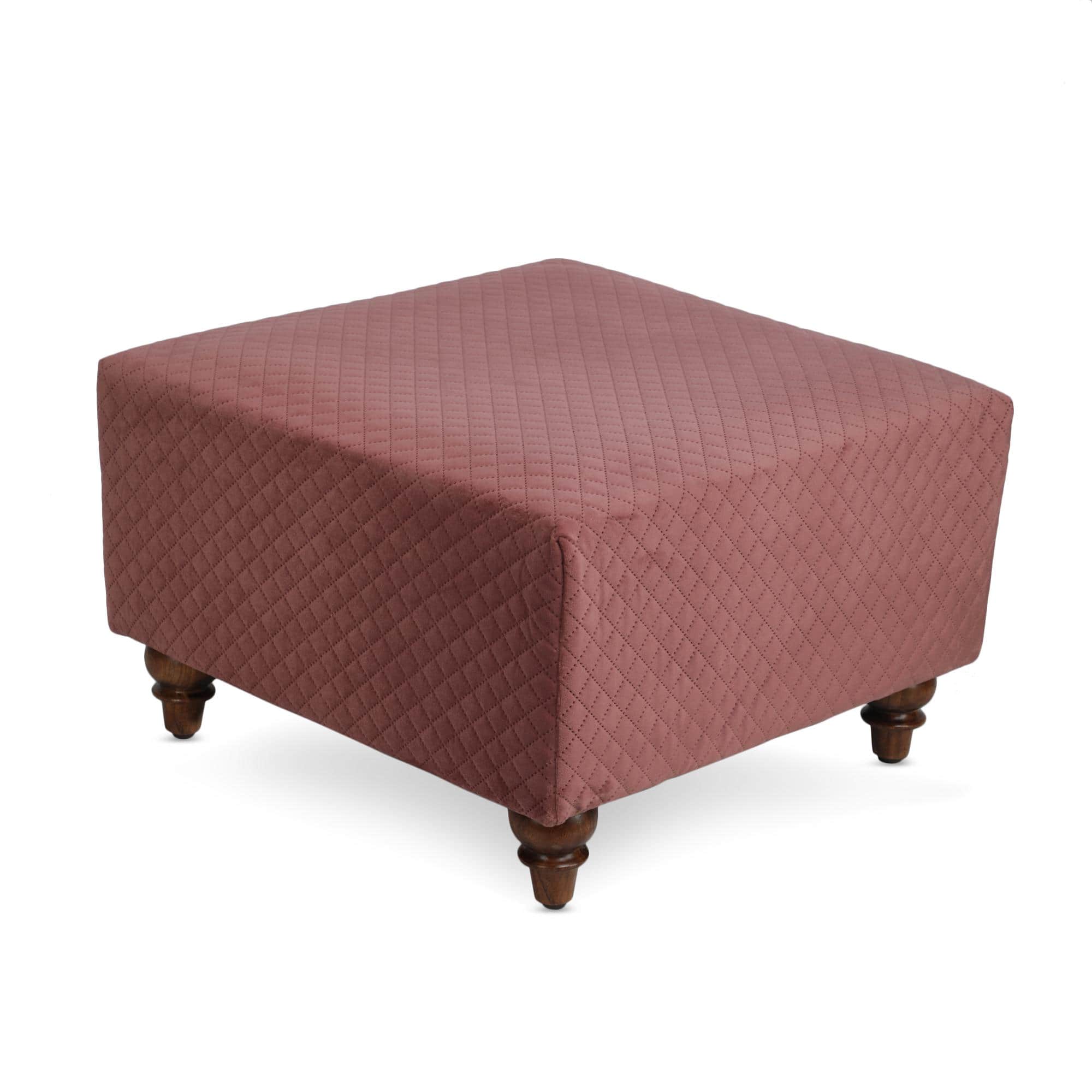 Lucian Solid Wood  Ottomon in  Pink Colour