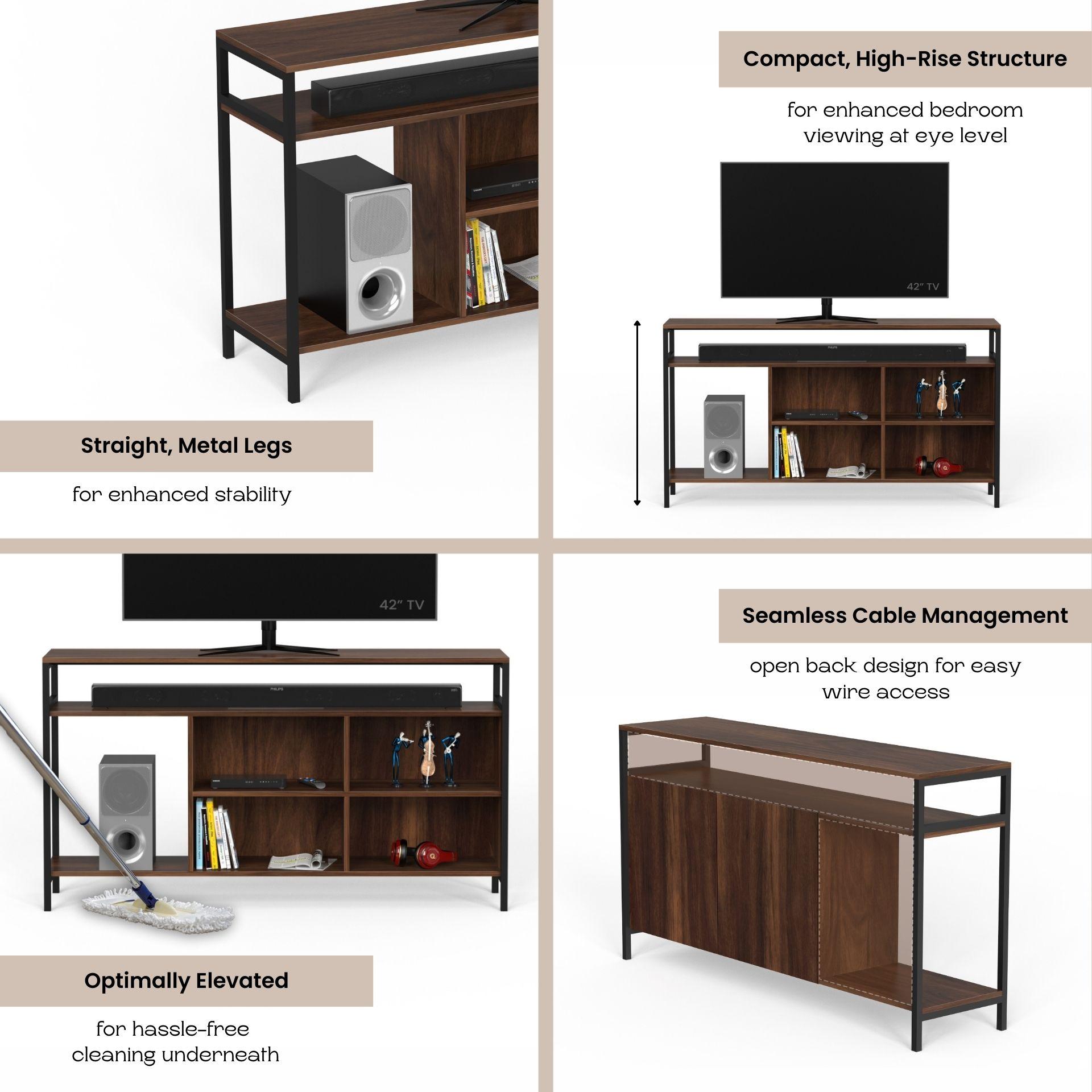 Duskin Engineering Wood Floor Standing Tv Entertainment Unit In Brown Maple Finish