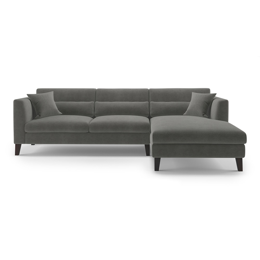 Lewis Sectional Sofa (Colour : Ash Grey Velvet, Cushion : Hard, Seater : Right Aligned 3 Seater + Right Aligned Chaise)