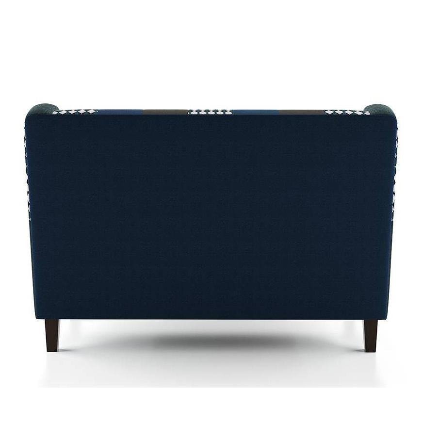 Minnelli 2 Seater Fabric Loveseat In Indigo Patch Work Colour
