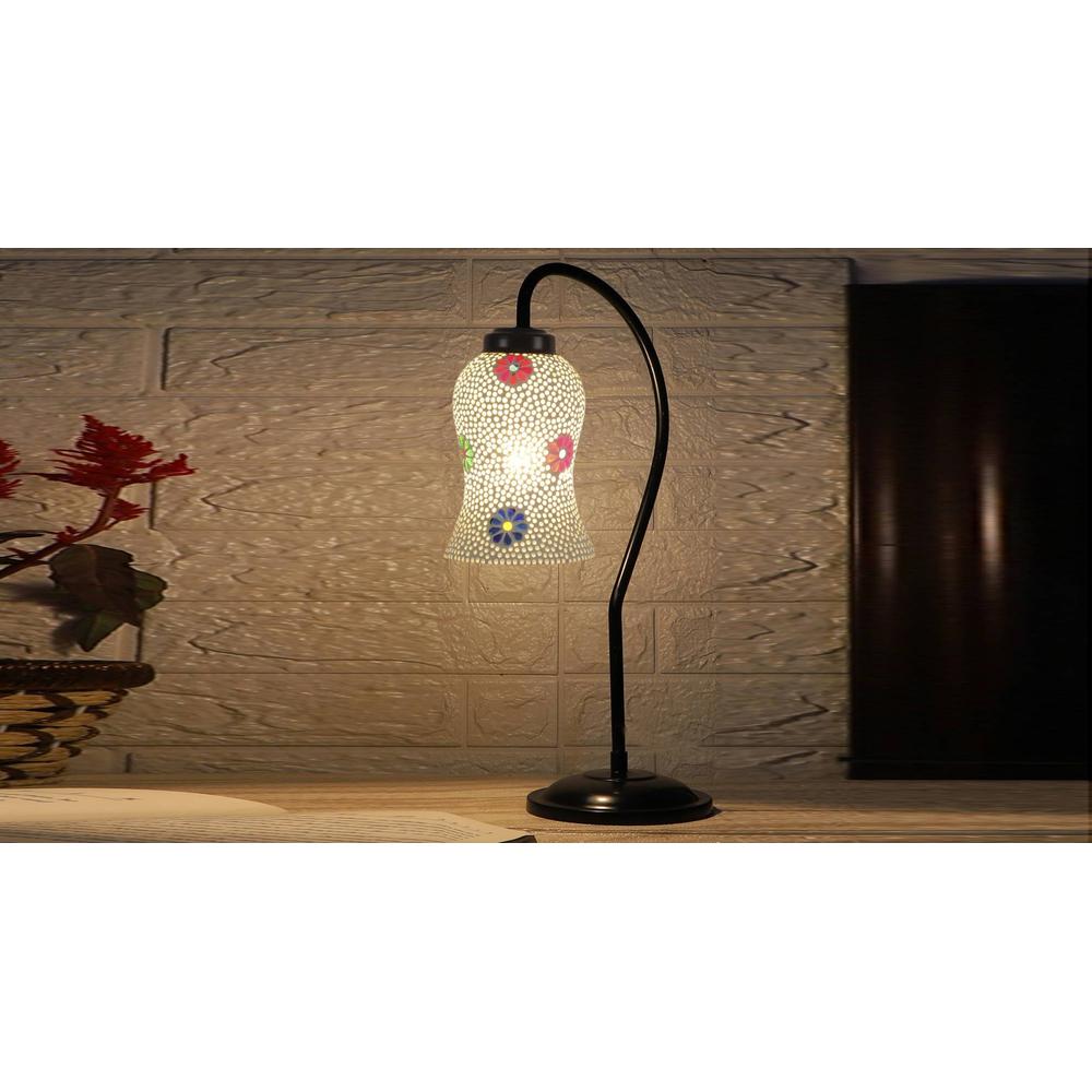 Multicolor Mosaic Glass Curvy Table lamp with Iron Base (EN22)