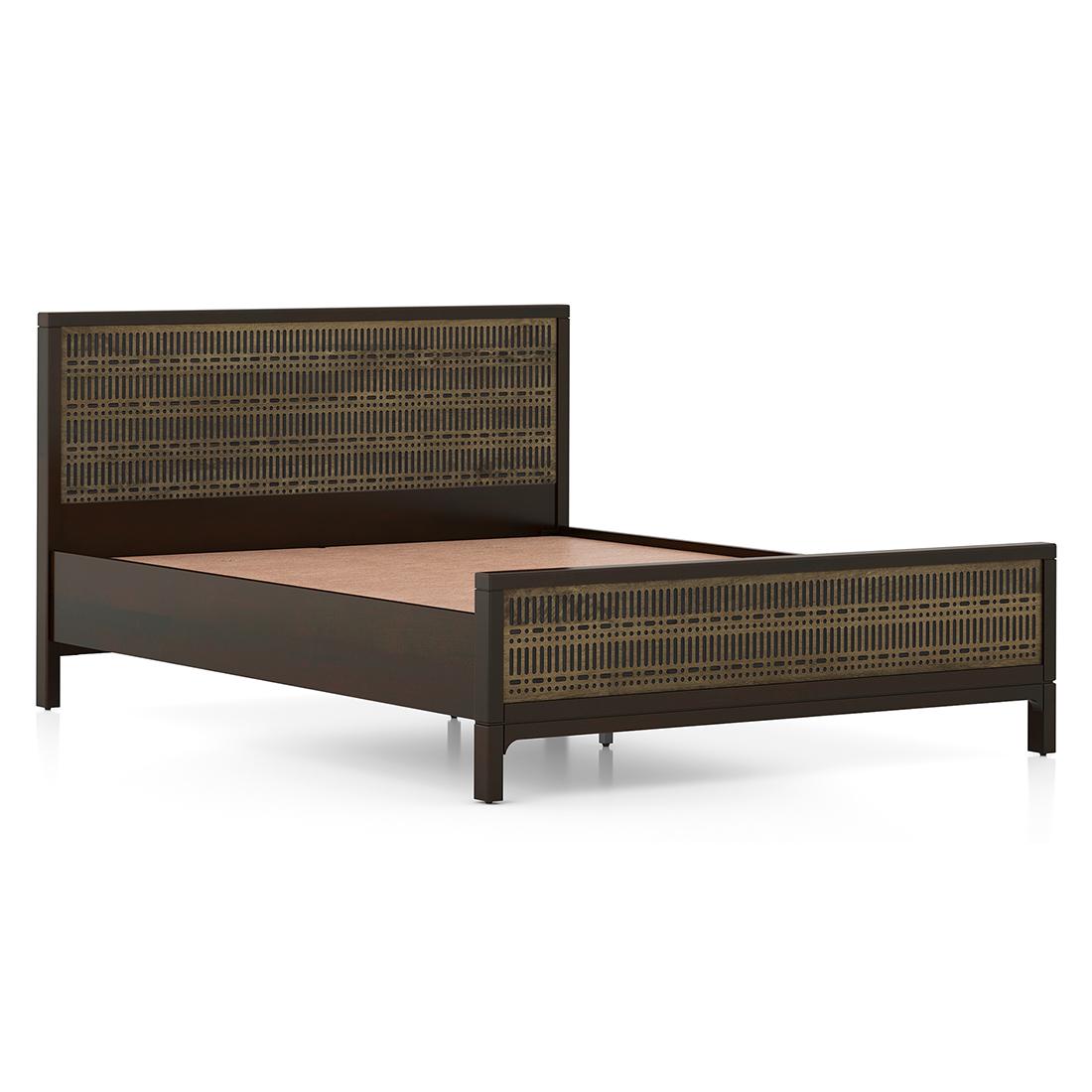 Masai Solid Wood King Size Nonstorage Bed In American Walnut 2 Tone Finish