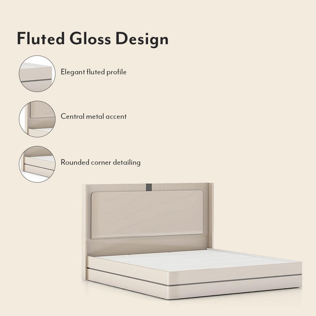 Naomi King Bed In High Gloss Beige Finish