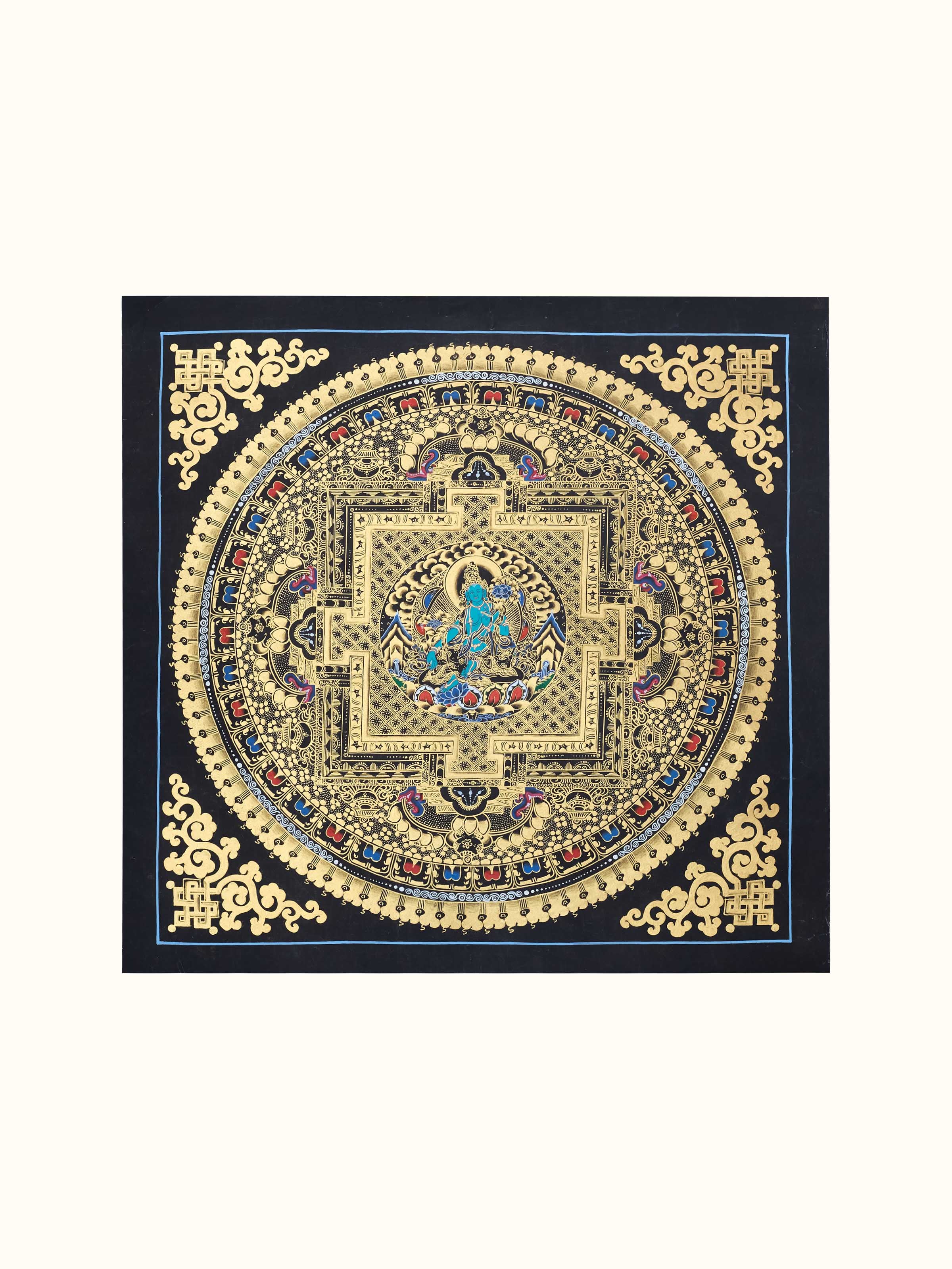 Green Tara with Mantra Thangka Painting