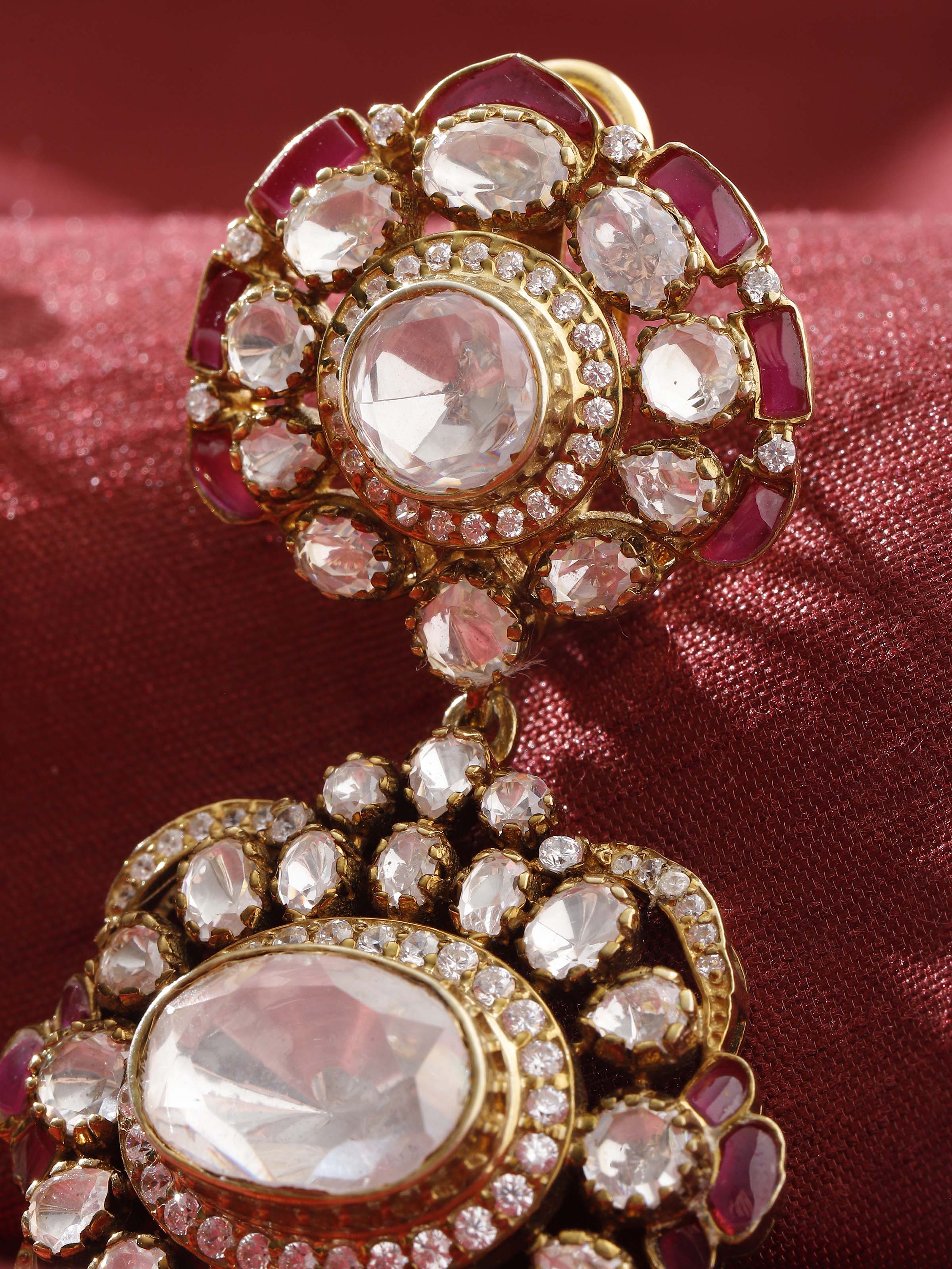 Lifestyle view of silver smithing drop earrings