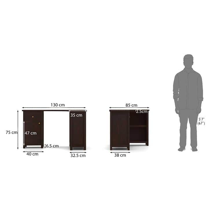 Dickens Solid Wood Study Table in Mahogany Finish