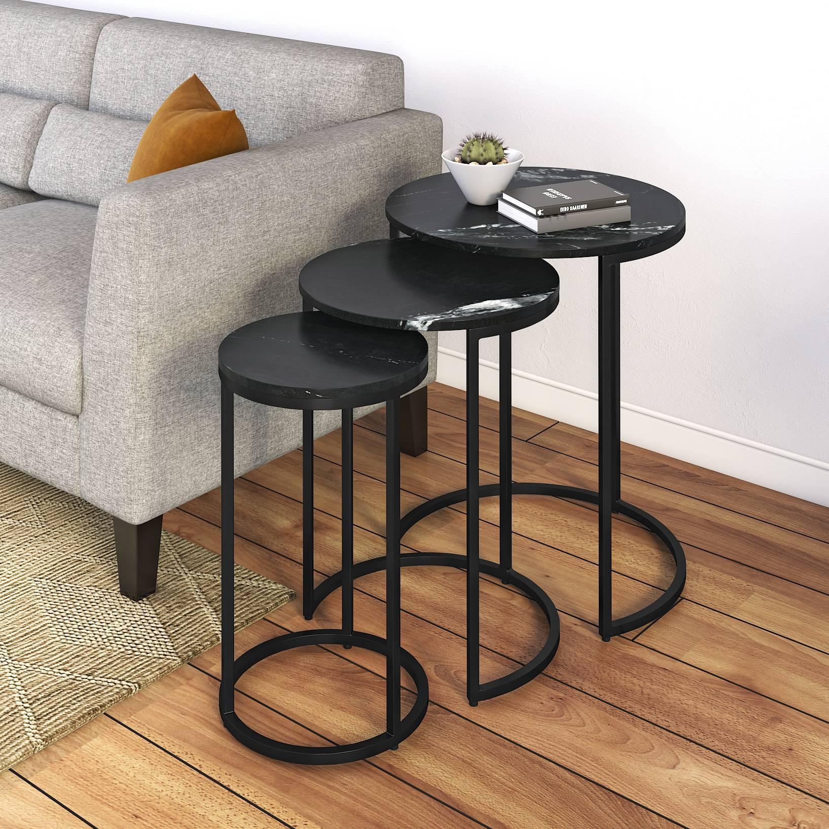 Livingston Metal Side Table in Black Finish