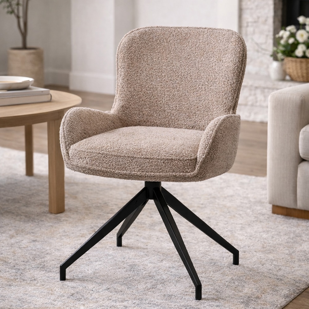 Hill Fabric Dining Chair in Beige Colour - Living Shape