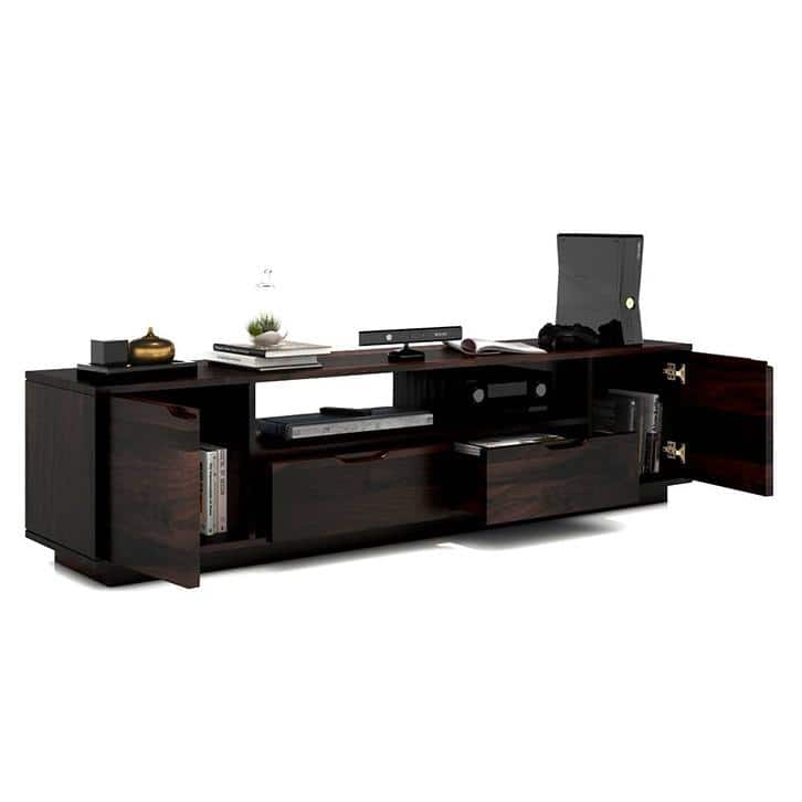 Zephyr Solid Wood Free Standing TV Unit in Mahogany Finish