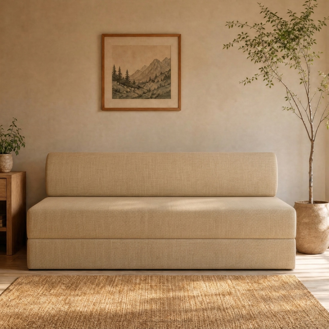 Kurlon Sofa Cum Bed 3 Seater Queen Bed High Resilience Foam 75x60x7 Inch - Kurlon