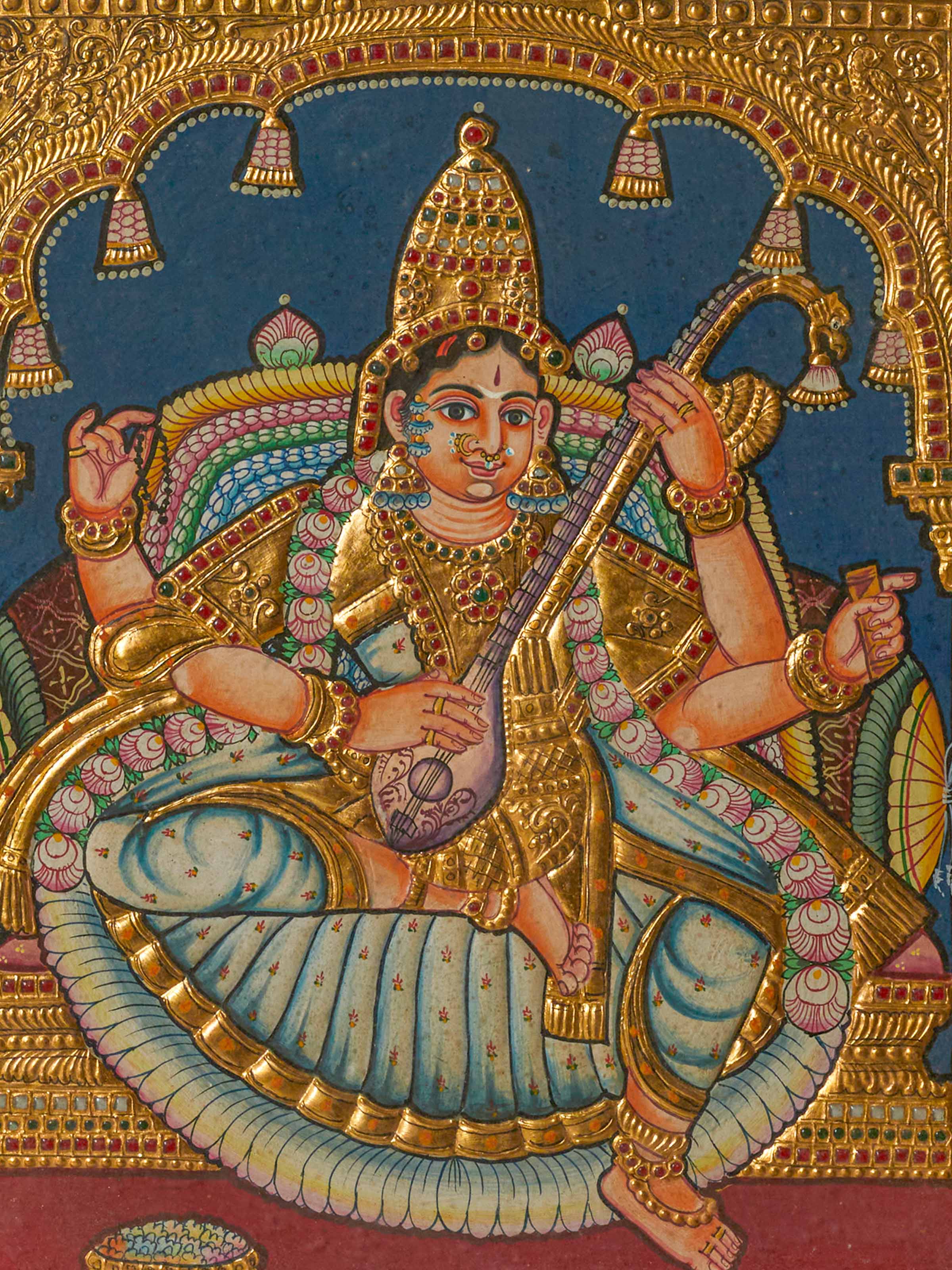 Antique Saraswathi Thanjavur Painting