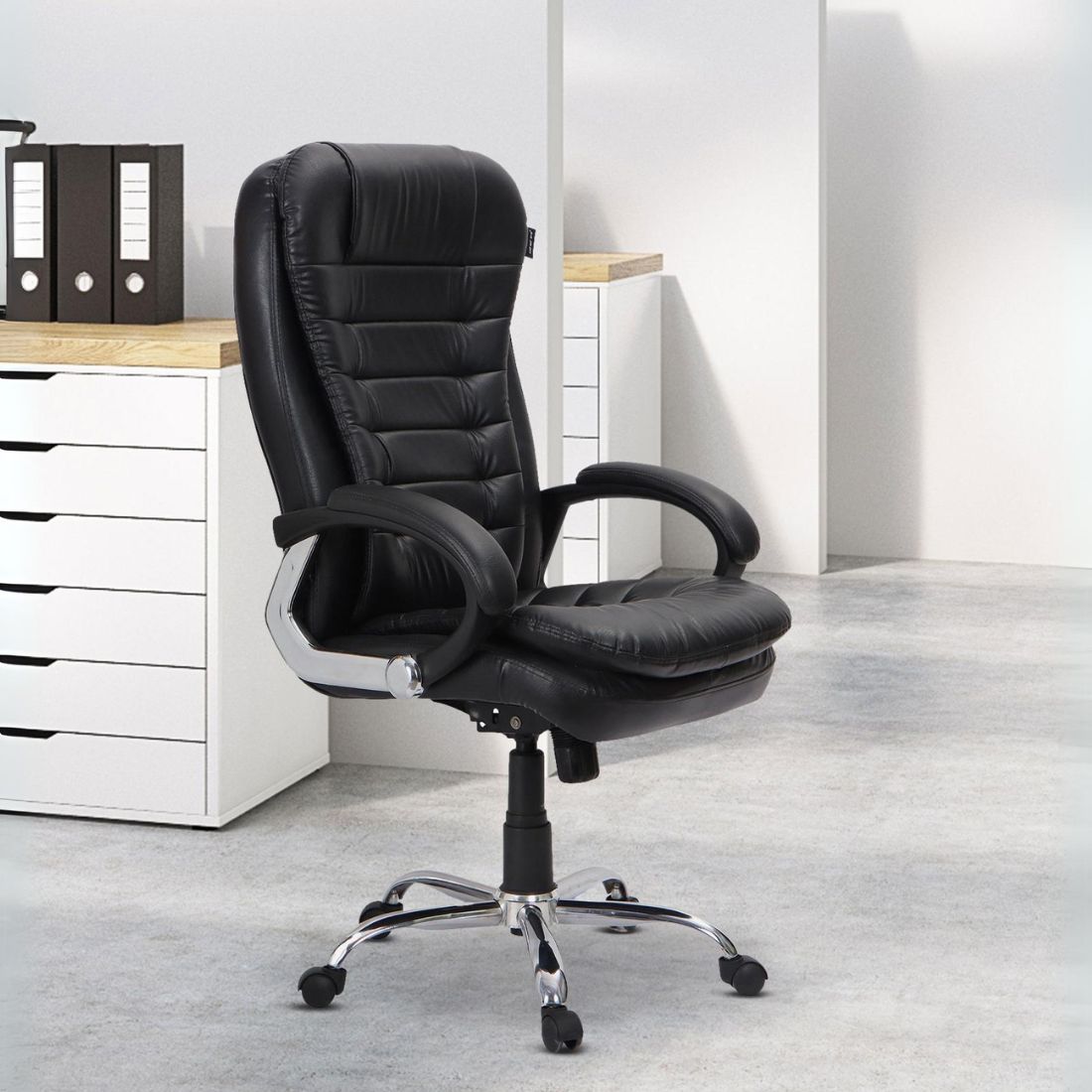 Ettorez Vanity Hb Premium Leatherette Chair In Black Colour - Ettorez Office Furniture
