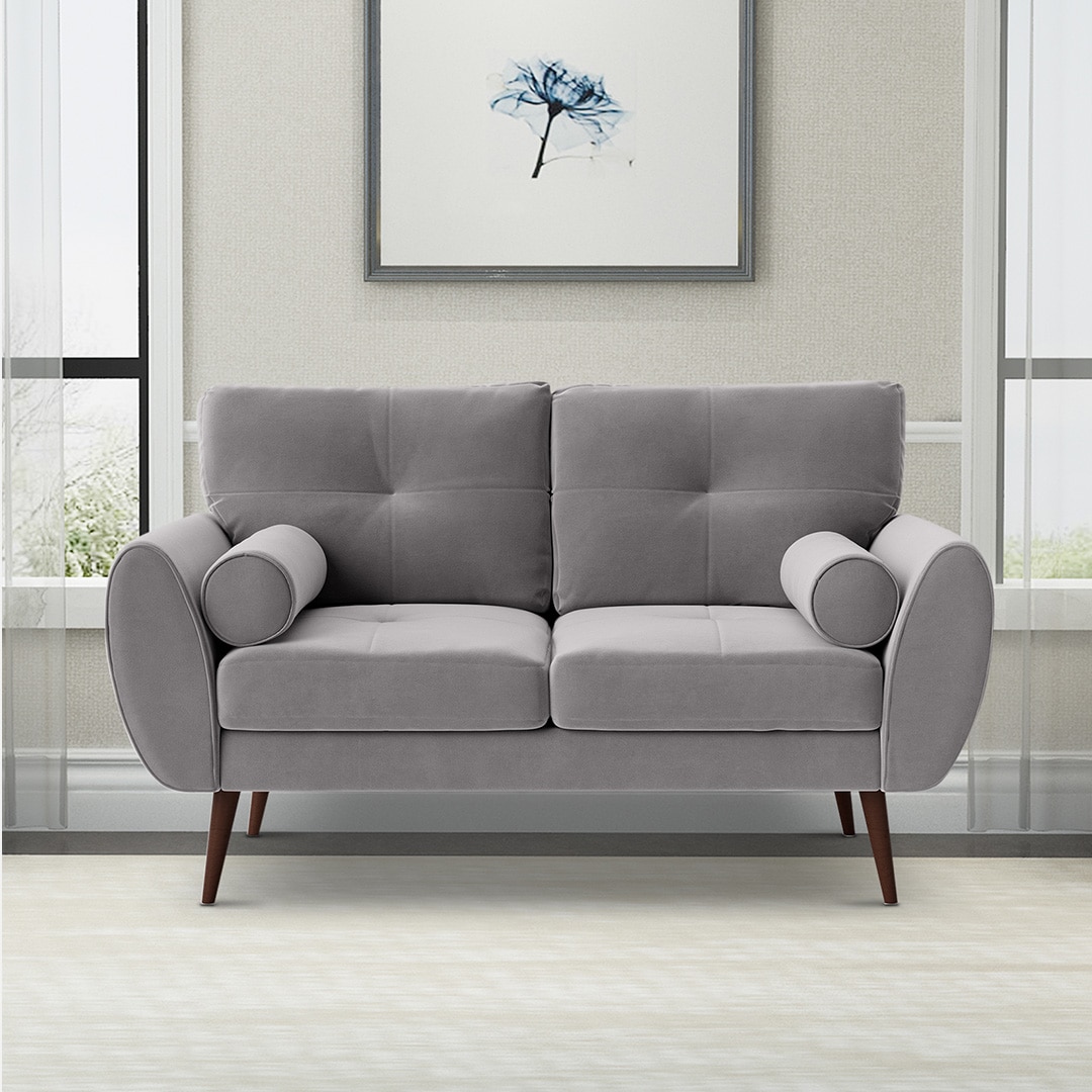 Faro Velvet 2 Seater Sofa in Grey Colour