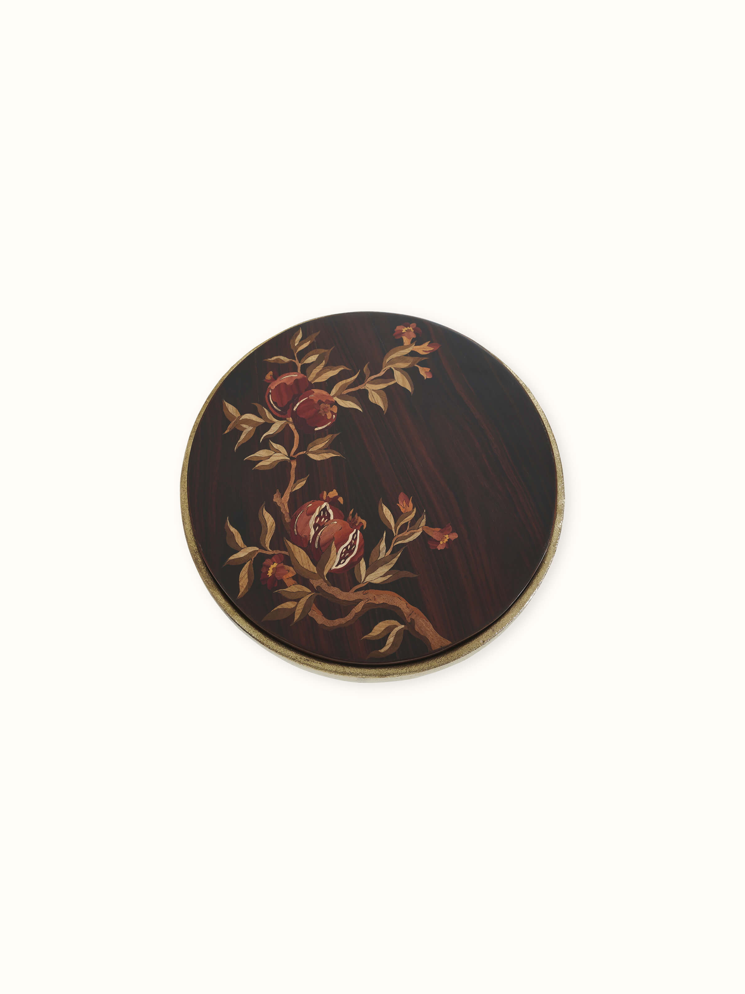 Close-up view of Mysore Rosewood Inlay End & Side Table with open drawer showcasing the spacious storage and intricate design.