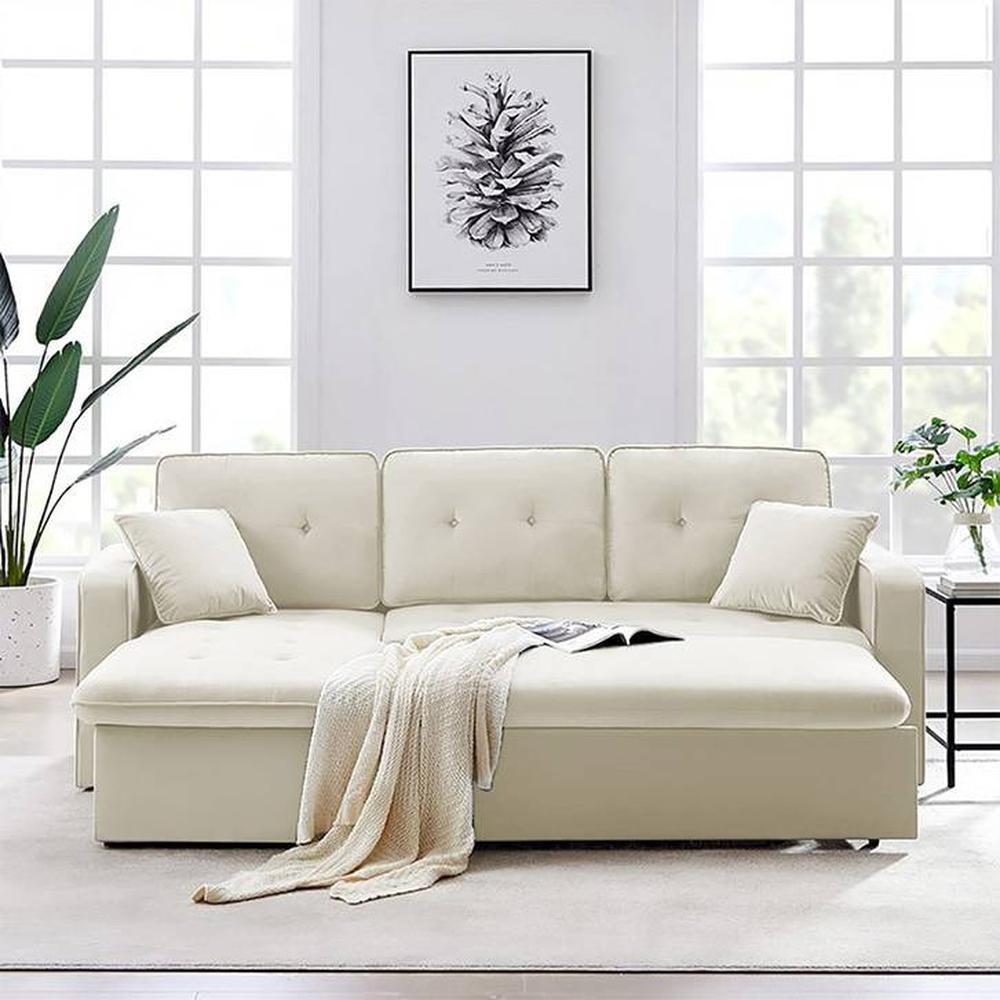 William  Pull Out Sofa cum Bed  in Red Colour