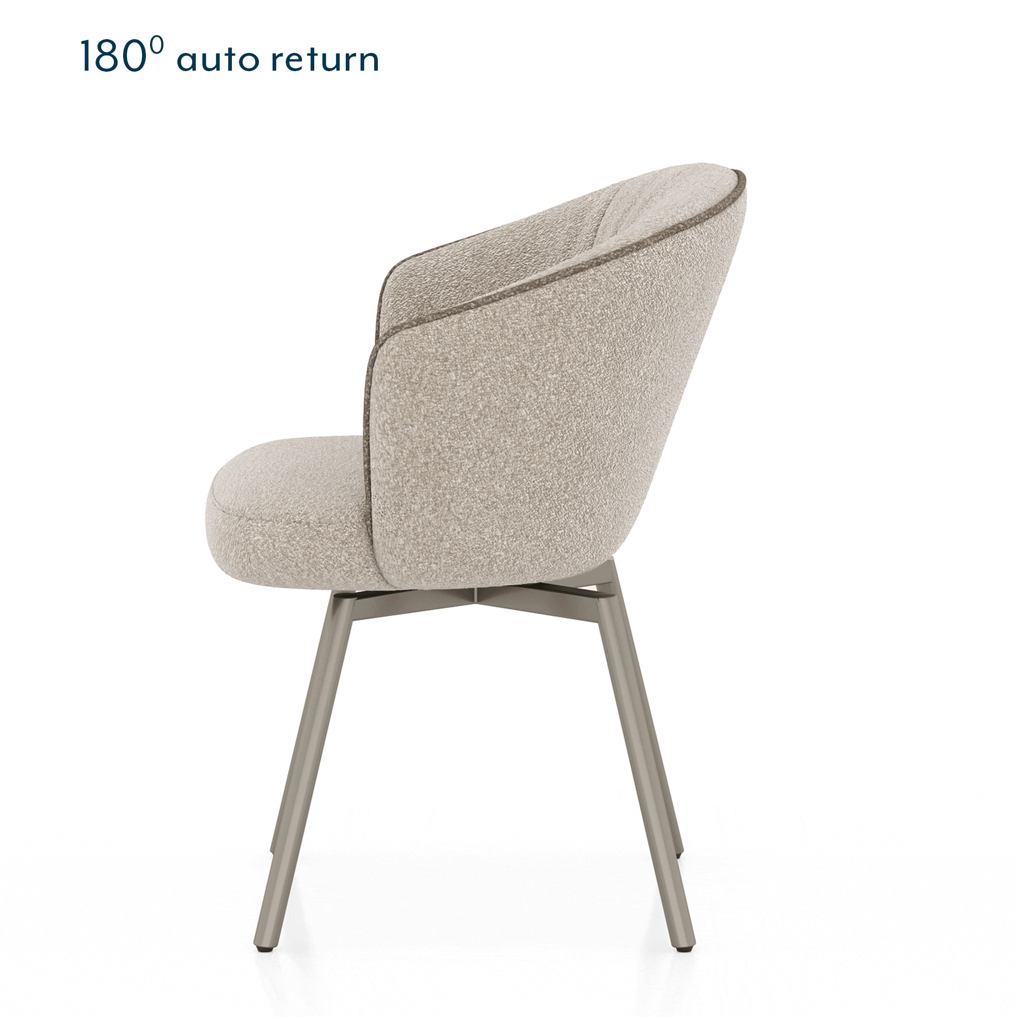 Calix Swivel Metal Dining Chair Set of 2 in Beige Fabric