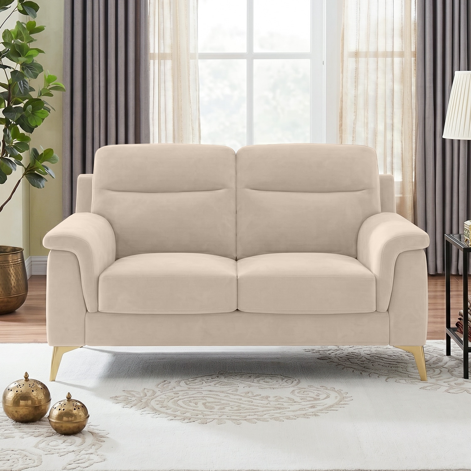 Niwara Velvet 2 Seater  sofa in Beige color - Home Lifestylez