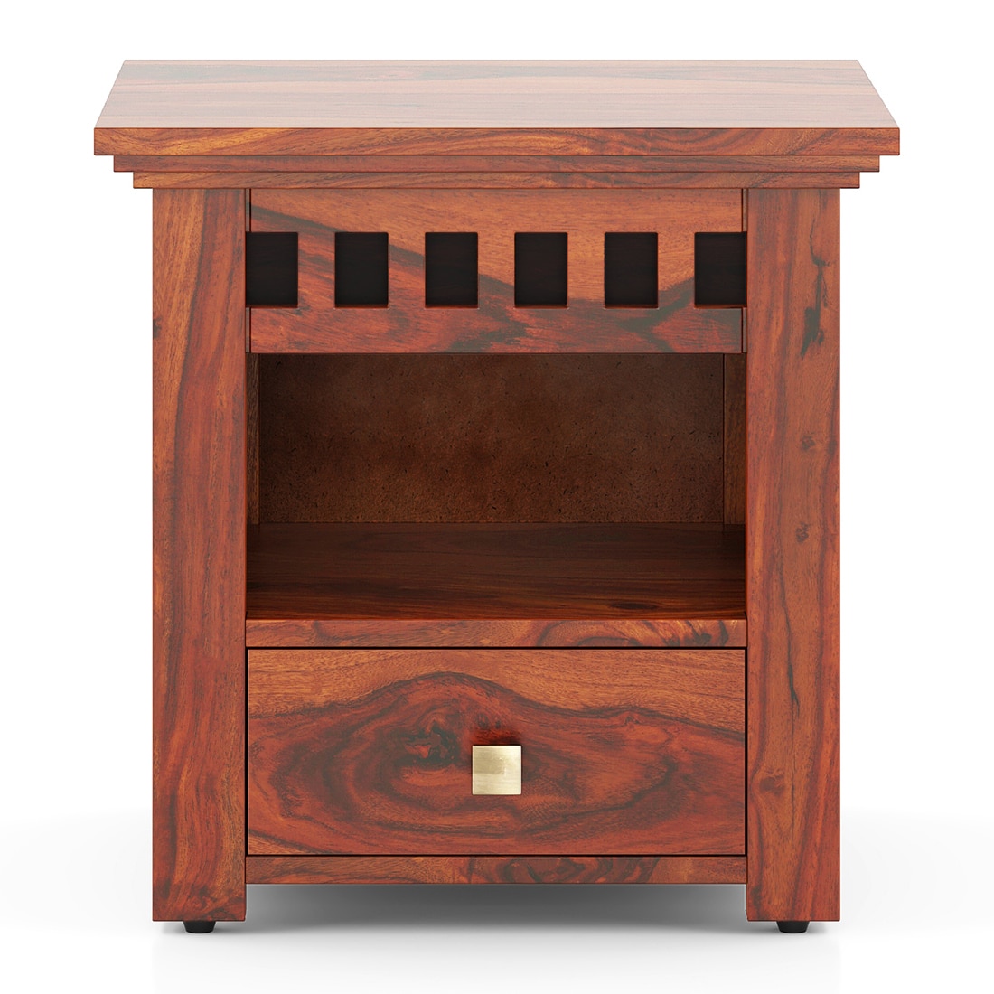 Fidora Solid Wood Bedside Table In Honey finish