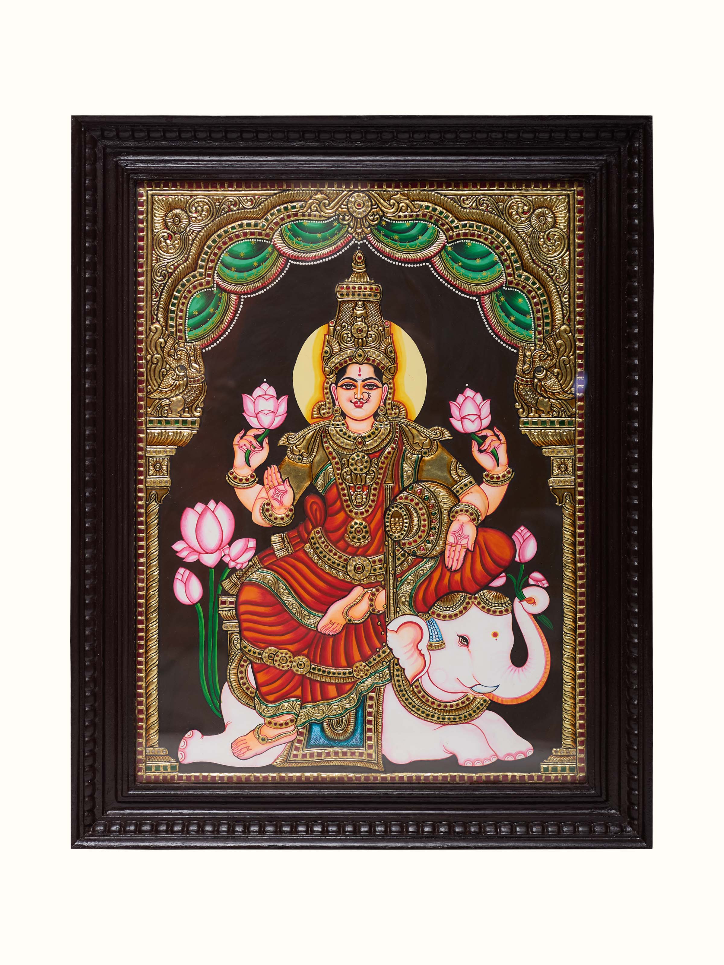 Lakshmi on Elephant Thanjavur Painting