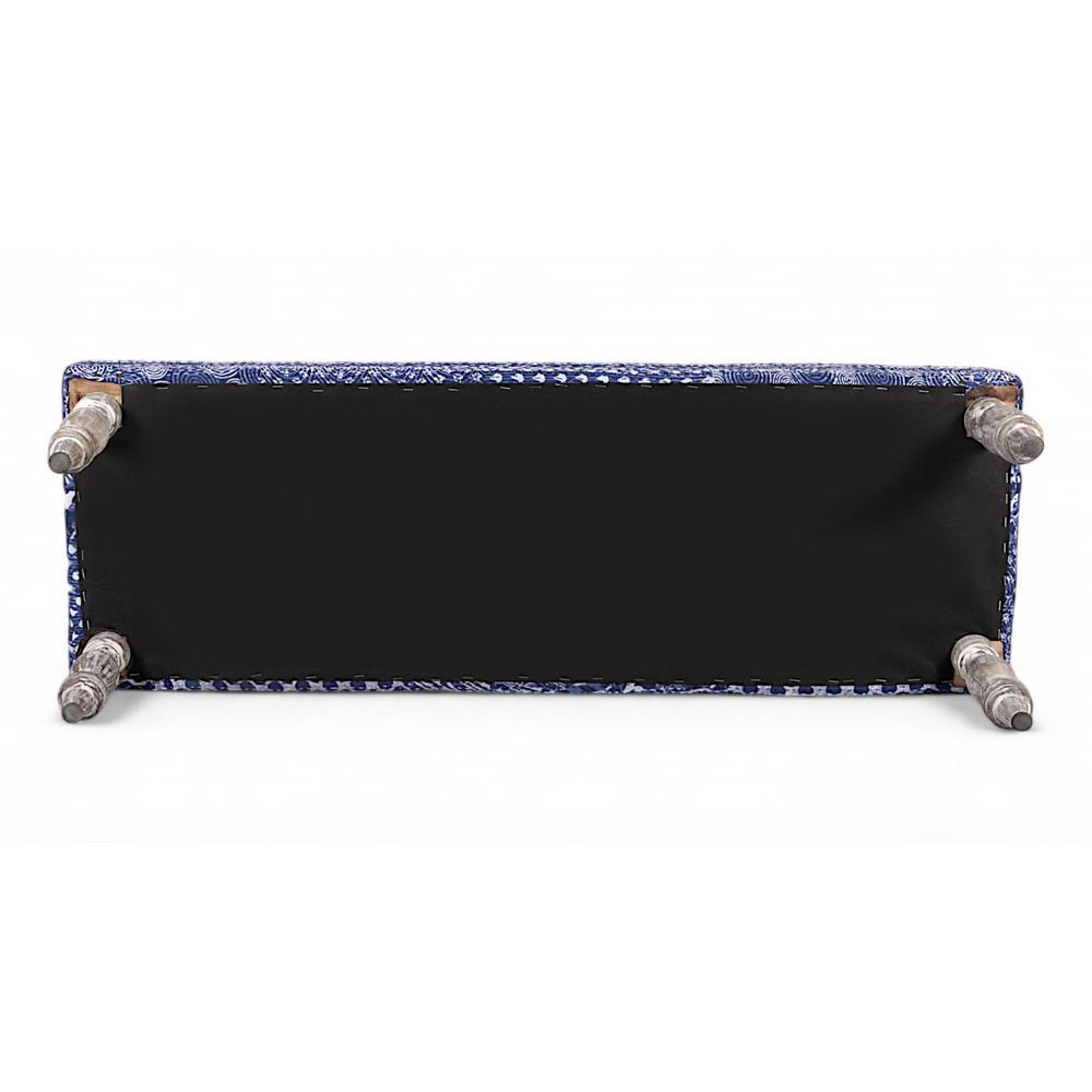 Cairo Solid Wood 2 Seater Bench In Indigo Patch Kantha Fabric