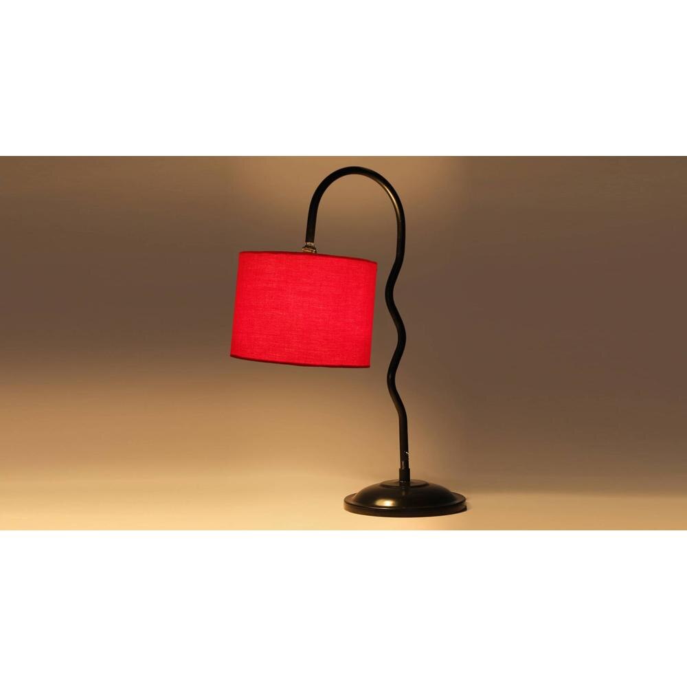 Red cotton Zig Zag Curvy table lamp with Iron Base (SP25)