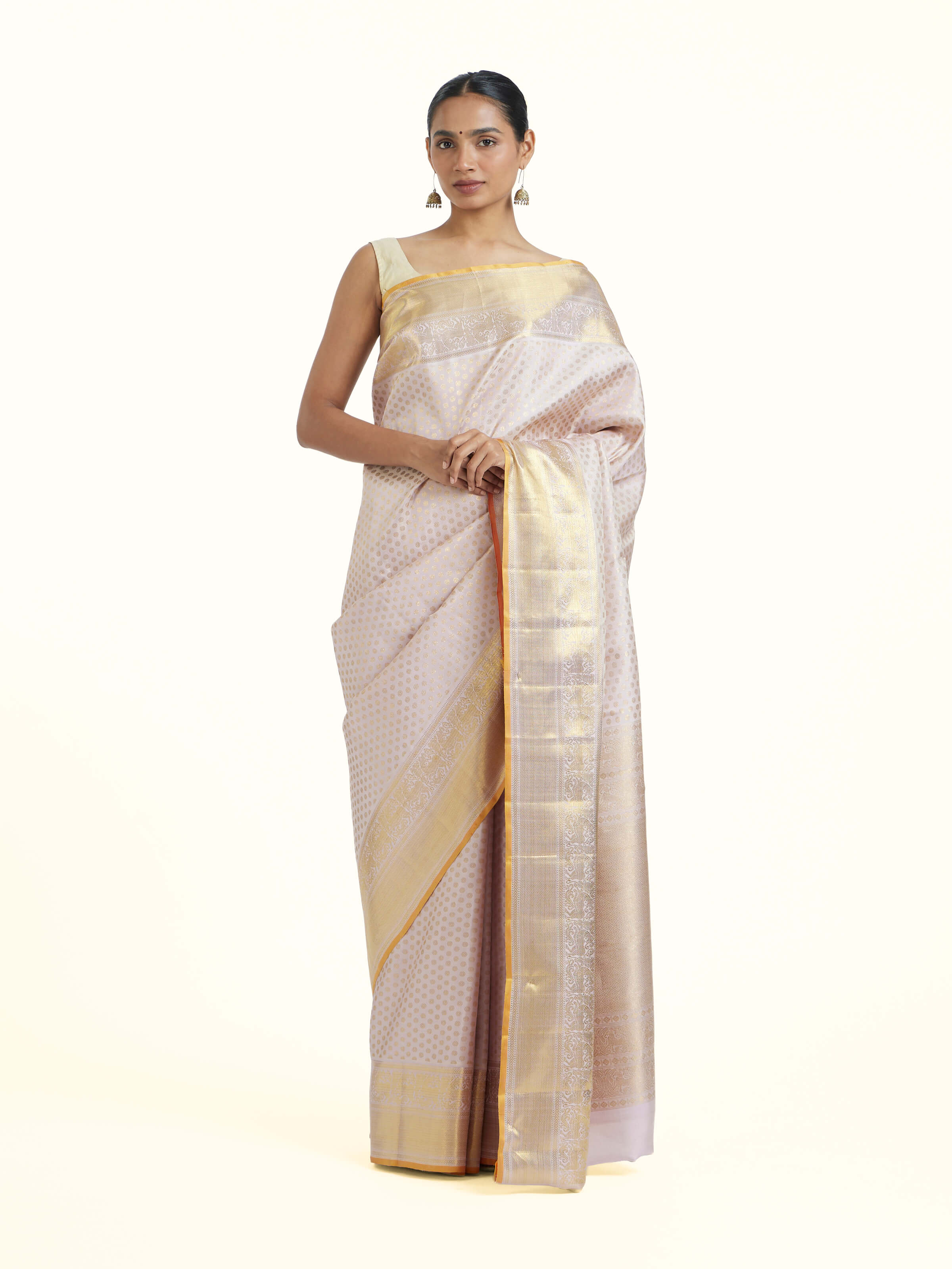 Light Pink Kancheepuram Silk Zari Saree
