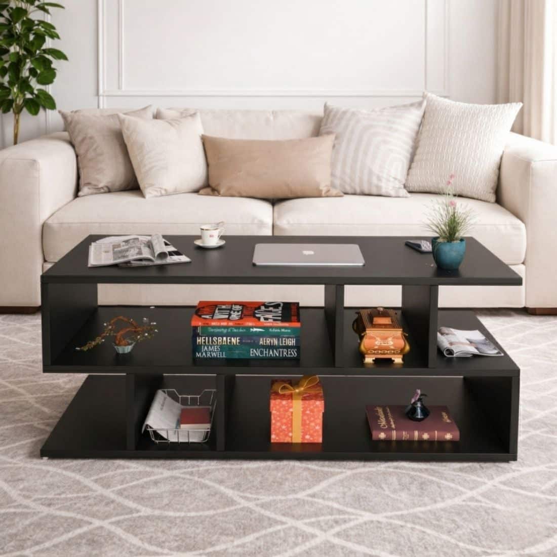 Spydercraft Zig Zag Modern Coffee Table in Black Finish - Spydercraft