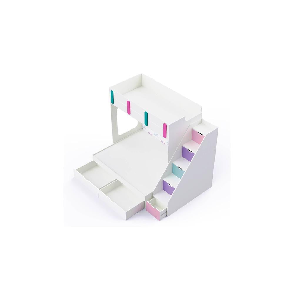 Pattern Dreams Bunk Bed with Storage in White Colour BKBB013