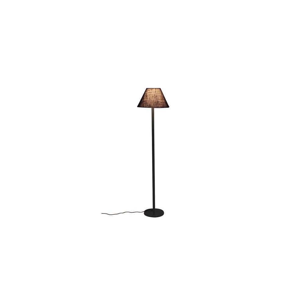 Ray Blue Natural Fiber Shade Floor Lamp with Black Iron Base