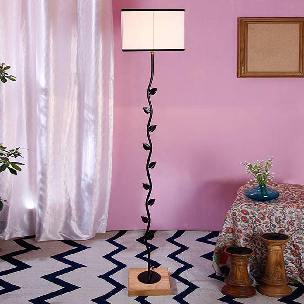 Edythe Multicolour Cotton Shade Floor Lamp - Devansh