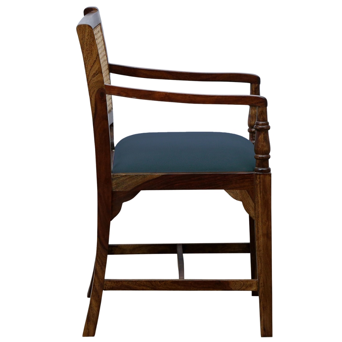 Provincial Cane & Suede Blue Accent Chair