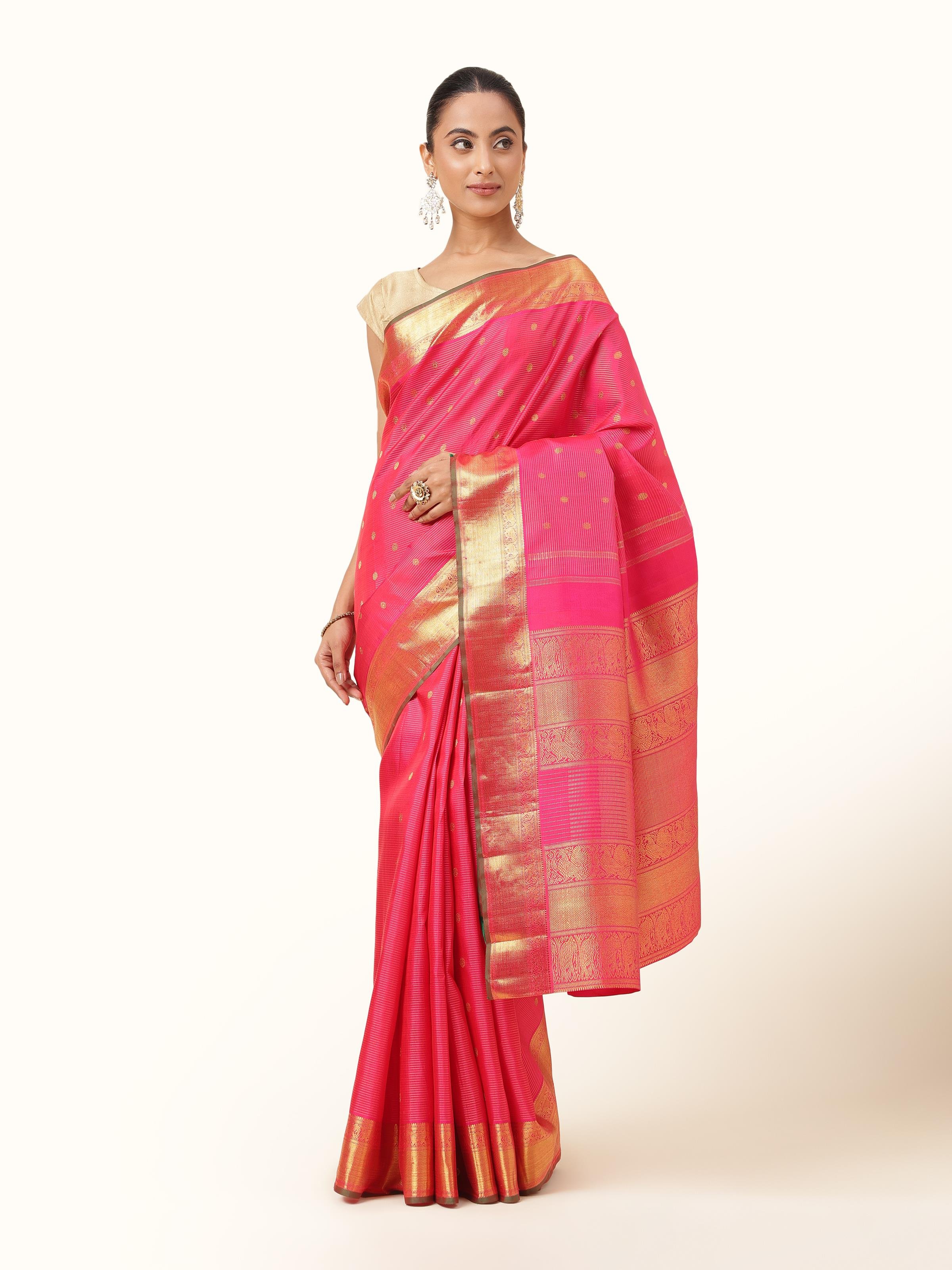 Dark Pink Silk Kancheepuram Saree