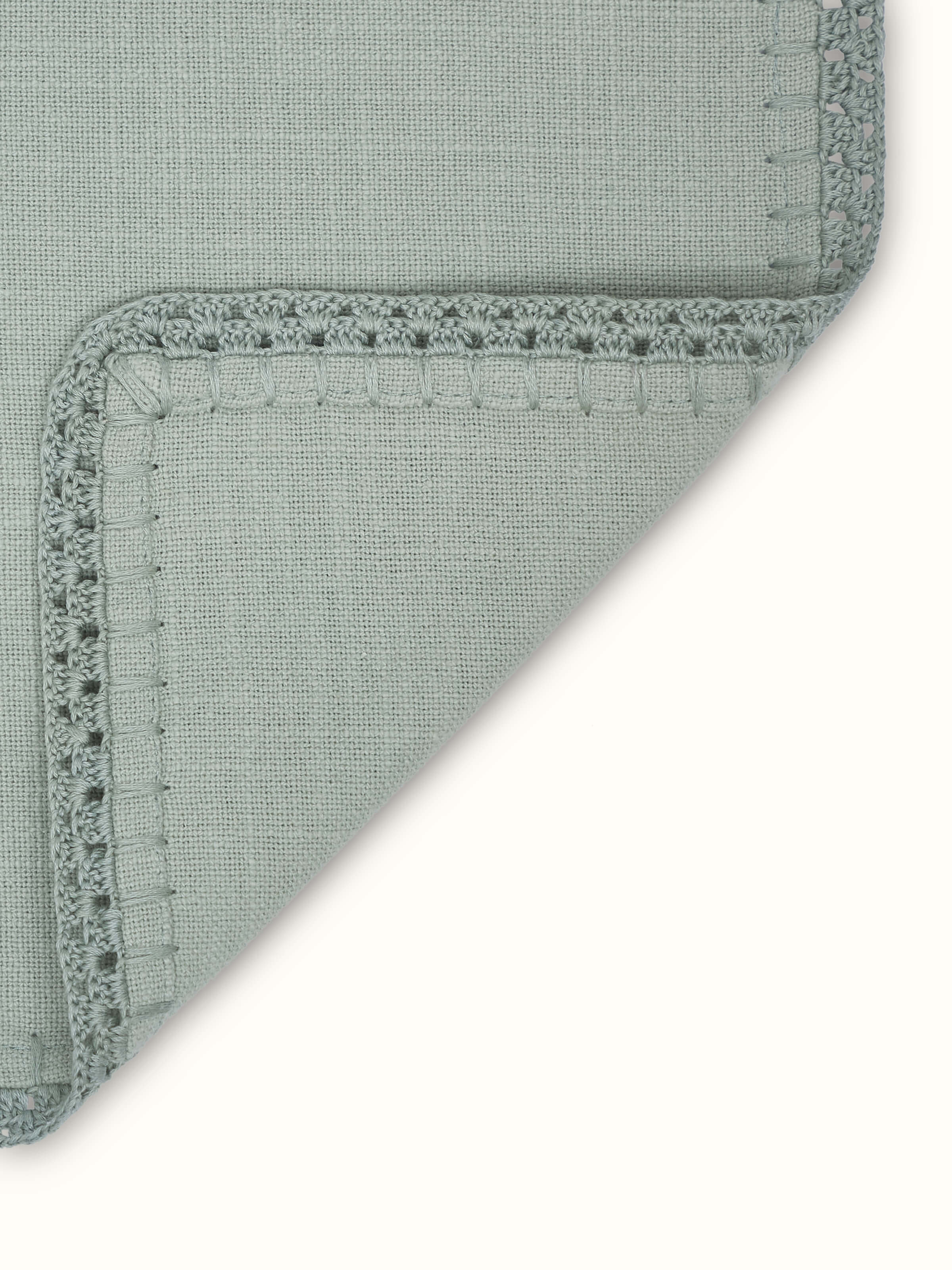 Nityam Light Green Cotton Slub Crochet Table Mat (6 Pcs)