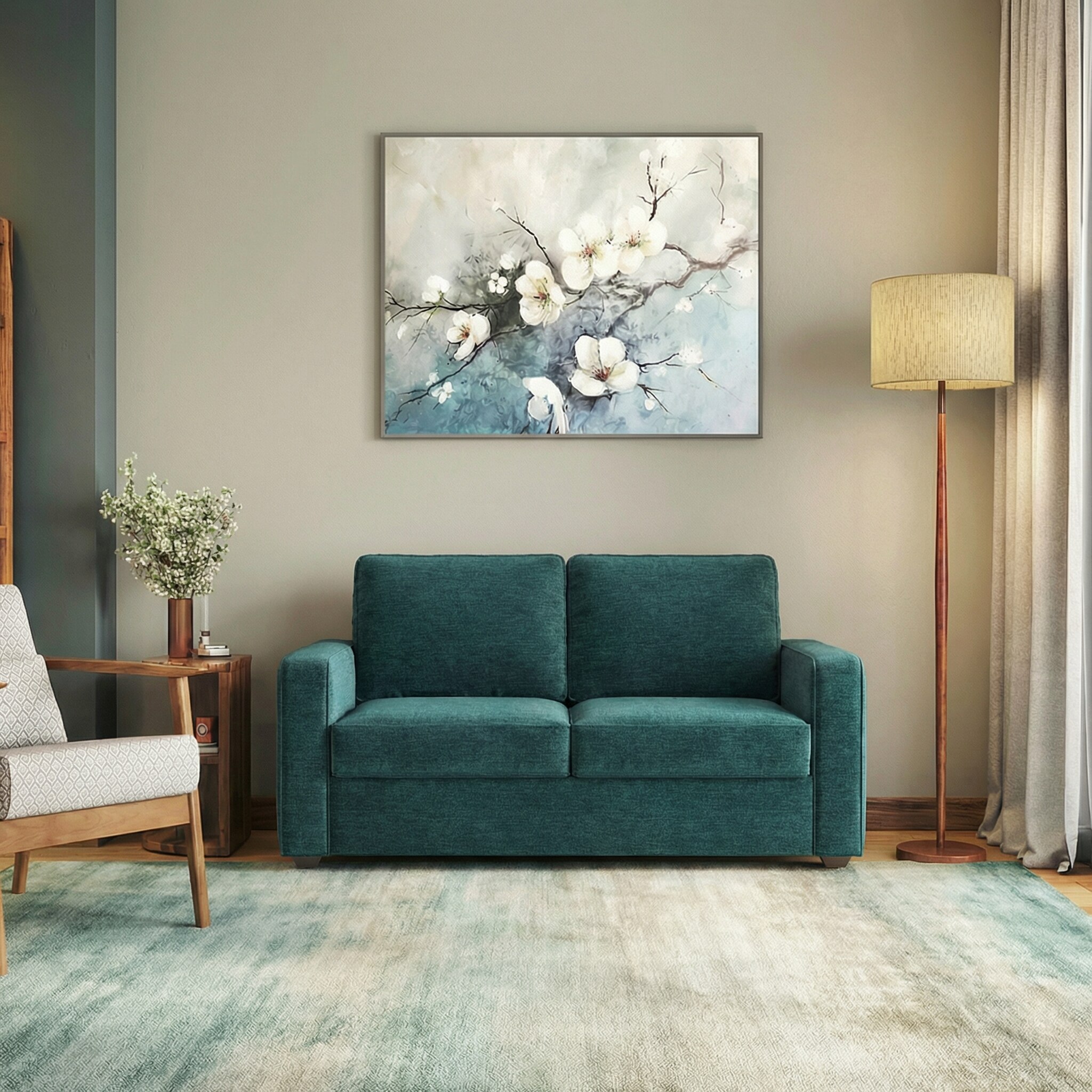 Apollo High Back 2 Seater Fabric Sofa in Malibu Colour - Urban Ladder