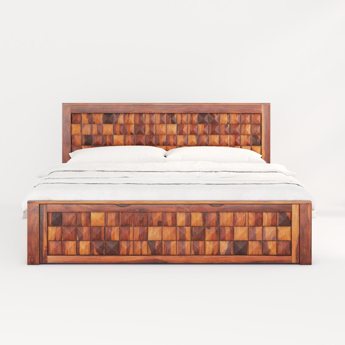 Murray Solid Wood Queen Size Drawer And Box Storage Bed In Brown Finish