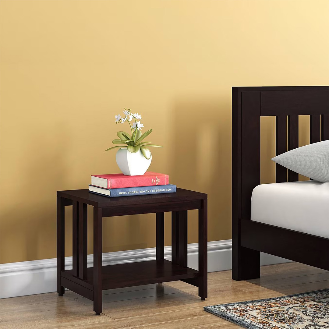 Beirut Solid Wood Bedside Table in Mahogany Finish