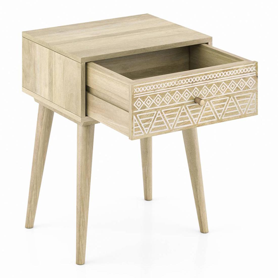 Ivara Solid Wood Side Table in Natural Finish