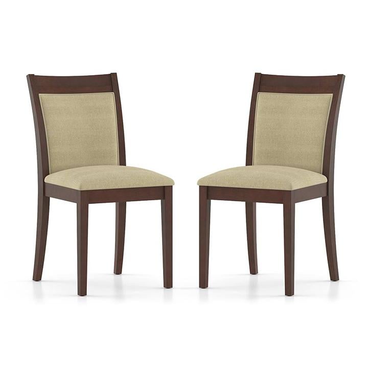 Dalla Solid Wood Dining Chair Set Of 2 In Beige Colour