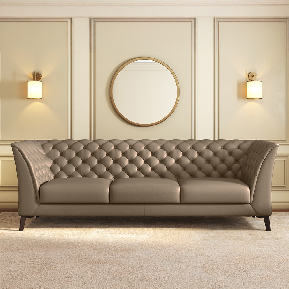 Weston 3 Seater Premium Italian Leather Sofa In Dark Truffle