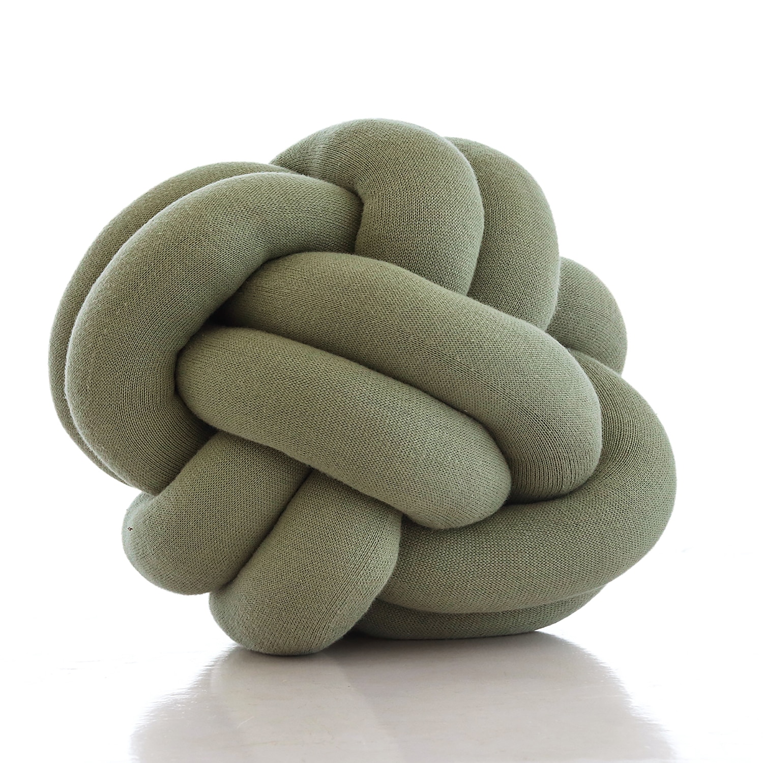 Nodo Cotton Knitted Knot Pillow  Green 11X11 Inches - Pluchi