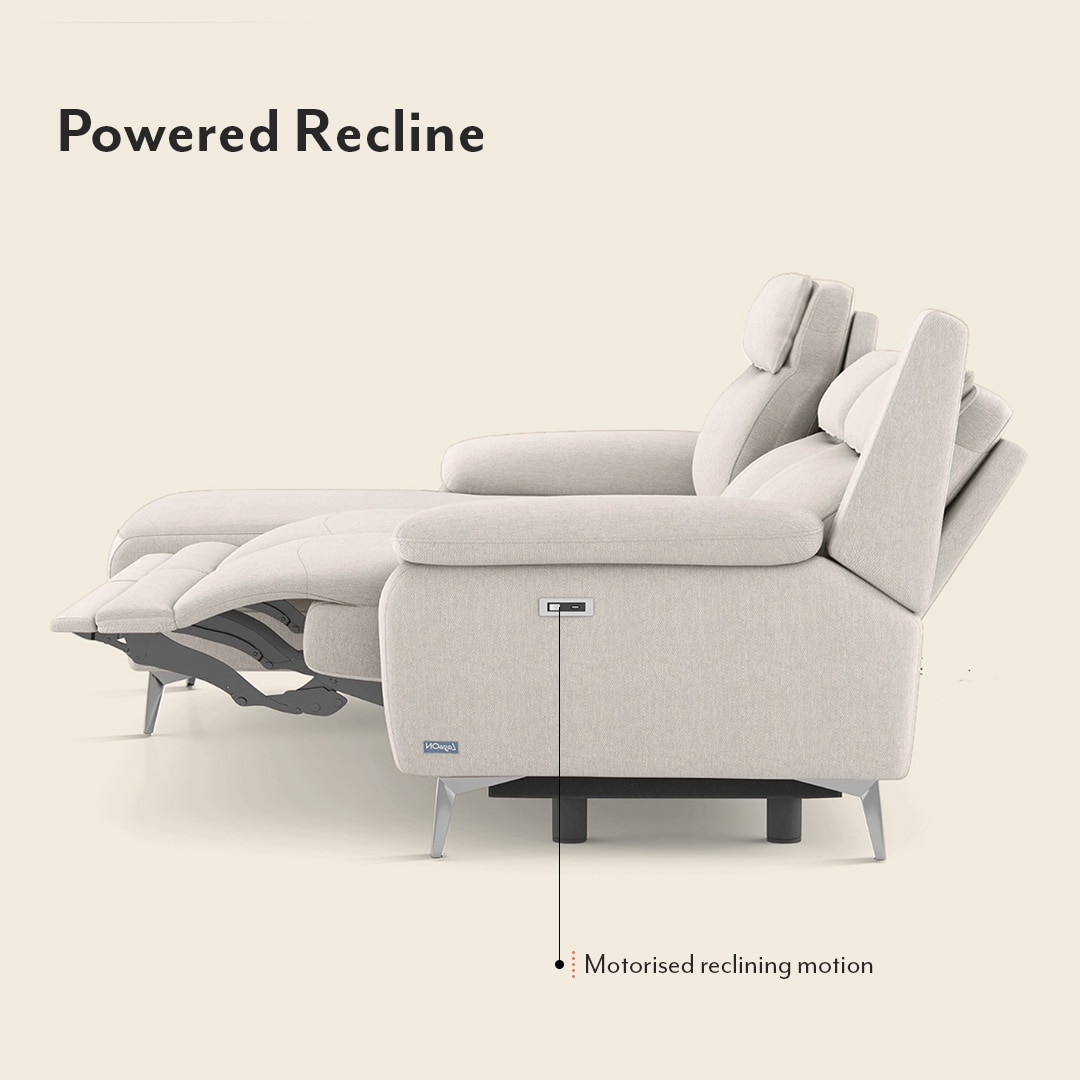 Emila Left Aligned Three Seater Sectional Recliner in Cream Colour