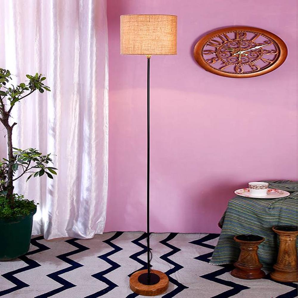 Estelle Beige Cotton Shade Floor Lamp - Devansh