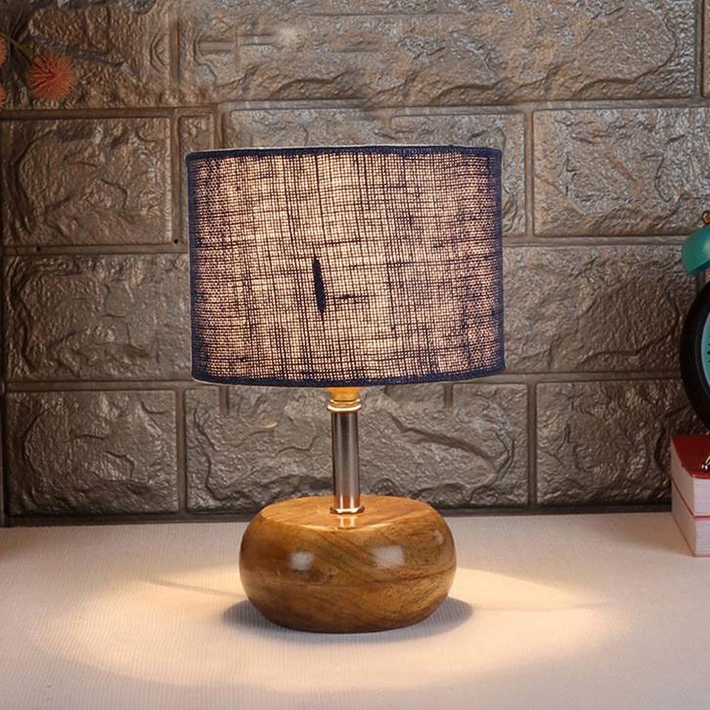 Harmony Blue jute & solid wood table lamp