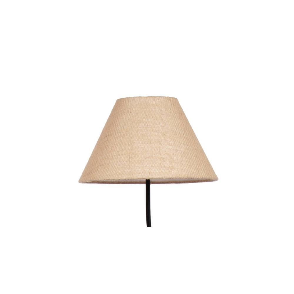 Ruby Beige Natural Fiber Floor Lamp with Black Iron Base