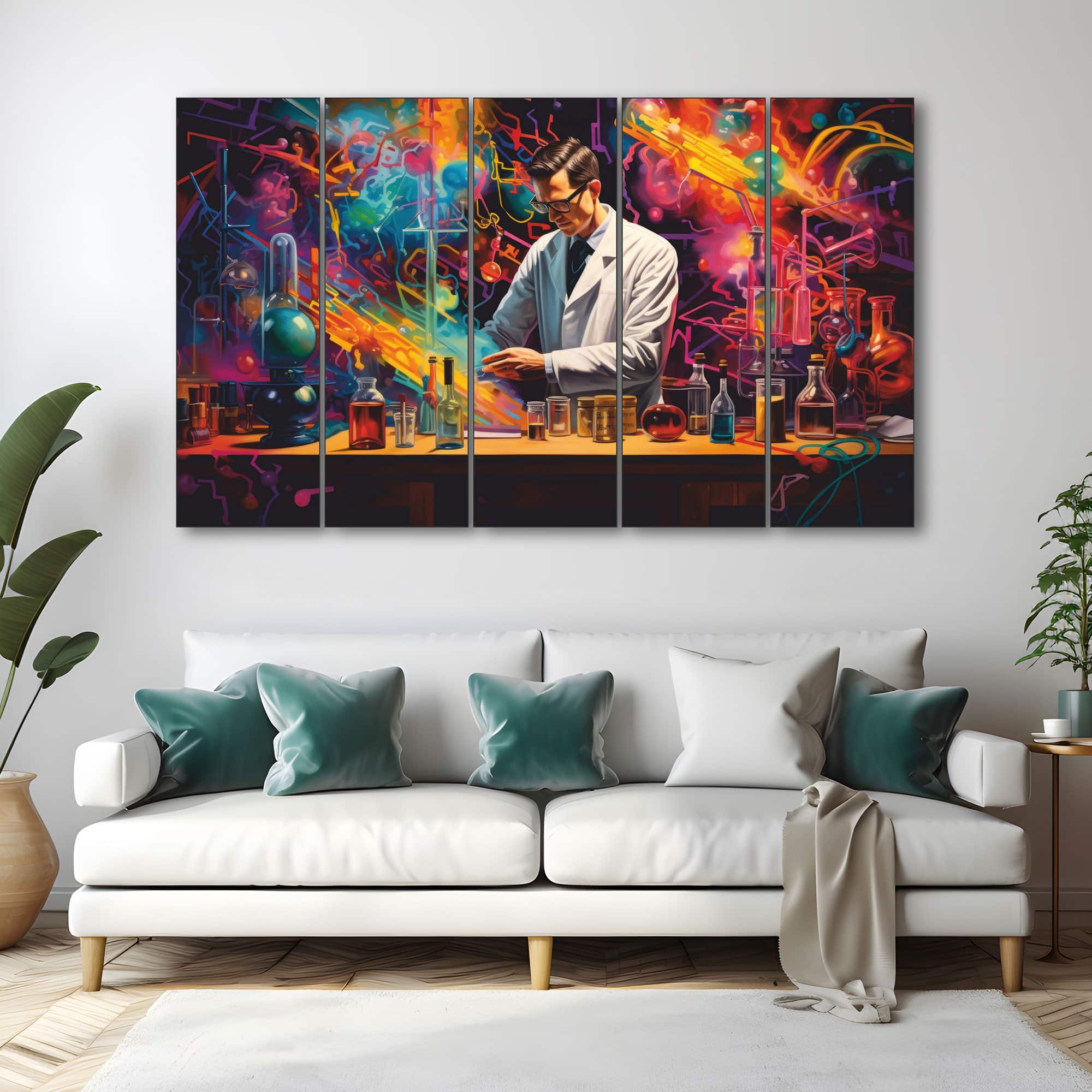 The Castle Decor Doctors Lab Wall Art Set of 5 Digital Painting 27x48 Inch - The Castle Decor