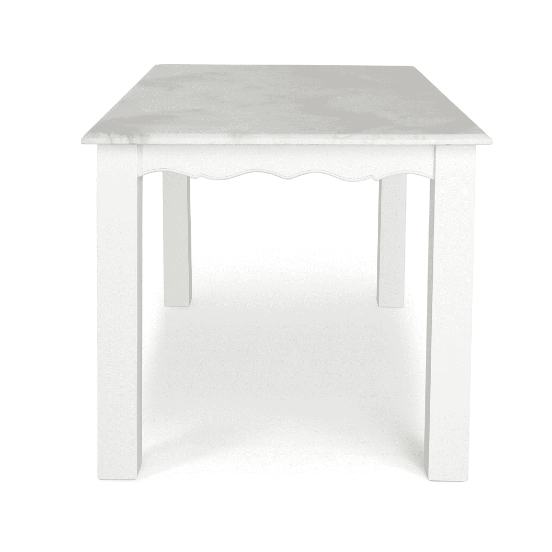 Globally Indian Compact Wooden Dining Table Set For 6 – White Painted Finish With Cushioned Seating
